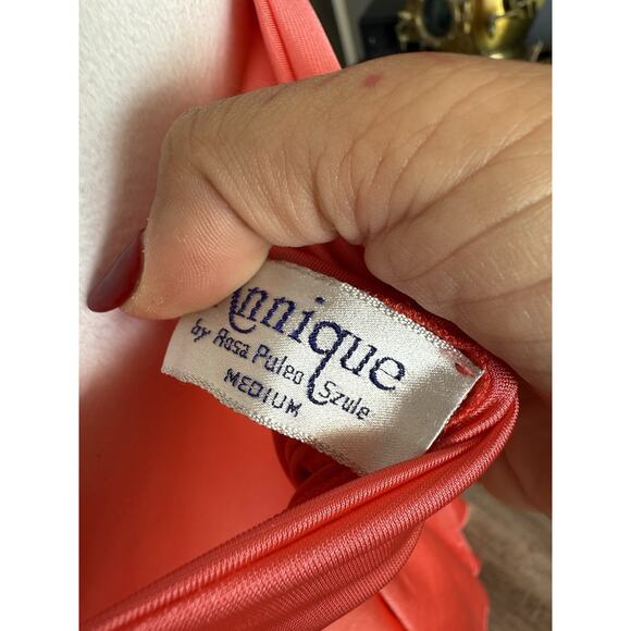 Annique Rosa Puleo Szule Maxi Night Gown Keyhole Cut Out Pink Coral Sz M - Picture 13 of 13